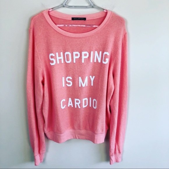 Wildfox Sweaters - Wildfox Shopping Is My Cardio Pink Sweatshirt
